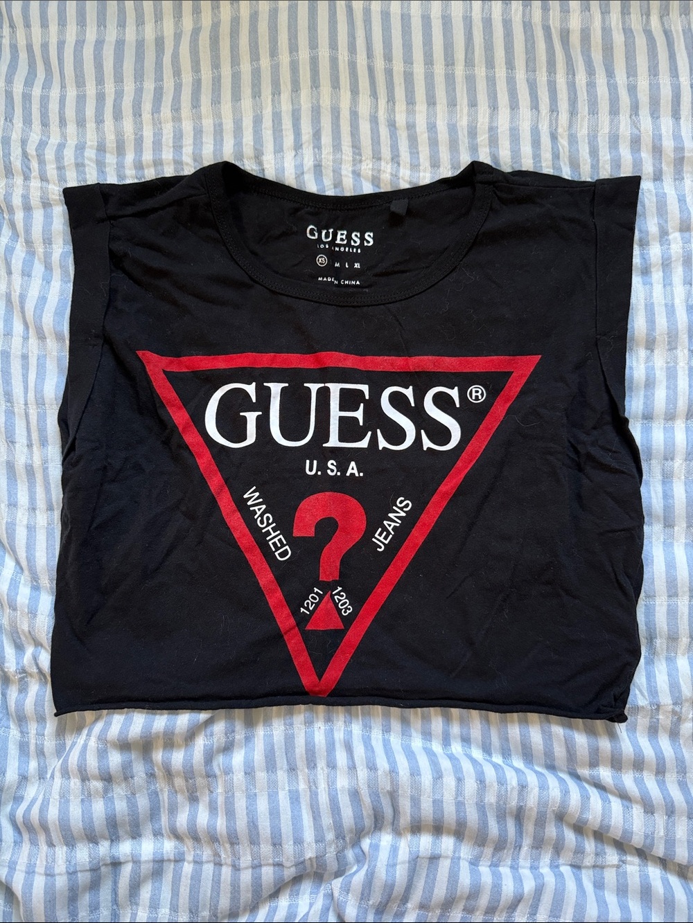 GUESS Black Tank with Red Triangle Logo